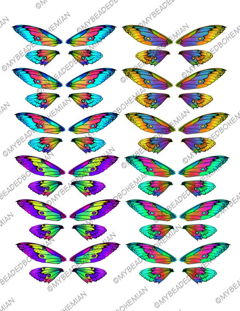 Four Colors, Fairy Wings, DIY, Printable, Digital Downloads, Cicada ...