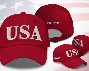 USA & TRUMP 45-47 with American Flag (Special Edition) - Premium Quality Classic Dad Hat