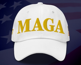 MAGA Make America Great Again (Special White & Gold Edition) Premium Quality Classic Dad Hat