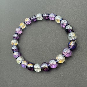 Purple: Handmade Glass Beaded Bracelet, Stretchy Bracelet, Stackable Bracelet, Gift Idea
