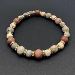 Natural Stone Bracelet, Handmade Gemstone Jewelry, Luxury Stretch Bracelet, Natural Healing Stones