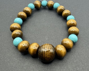 Pulsera de cuentas de madera hecha a mano: joyería natural unisex