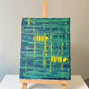Original Abstract Oil Painting Green Yellow, Unique Wall Decor, Hand Painted Art, Colorful Artwork, Home Office Decor