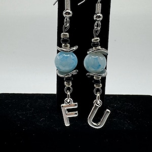 Silver F U Earrings, Handmade Statement Jewelry, Bold Dangle Earrings, Unique Earrings, Edgy Jewelry
