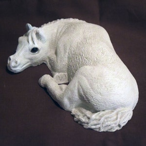 Resin Cast Lazy Pony Blank Statue Figureine W/Glass Eyes image 2