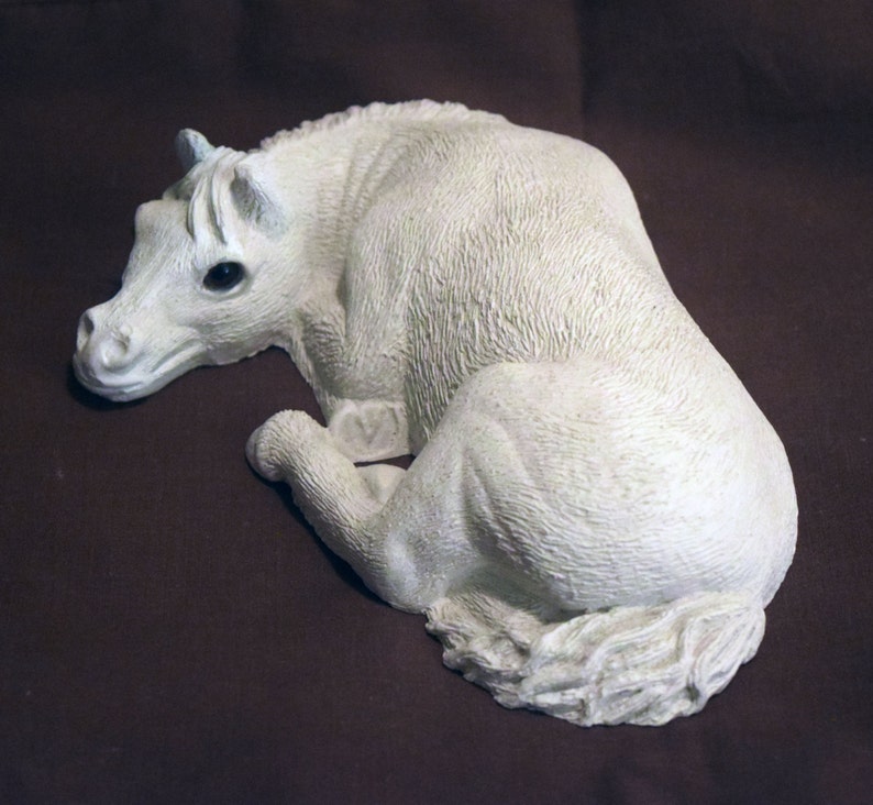 Resin Cast Lazy Pony Blank Statue Figureine W/Glass Eyes image 2