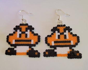 Goombas earrings perler art handcrafted