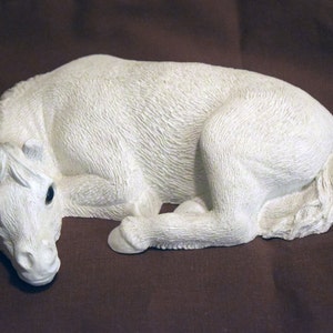 Resin Cast Lazy Pony Blank Statue Figureine W/Glass Eyes image 1