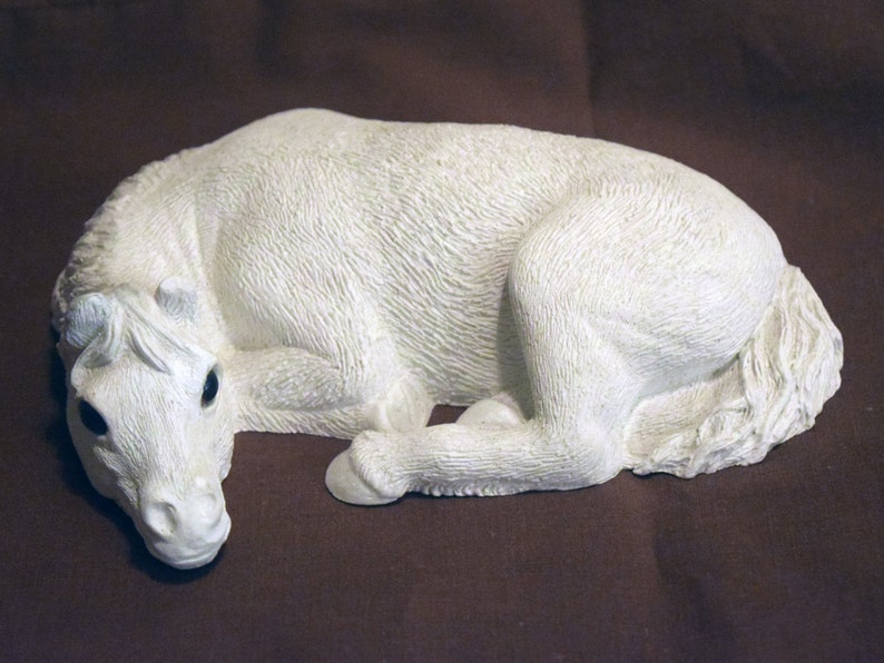 Resin Cast Lazy Pony Blank Statue Figureine W/Glass Eyes image 1