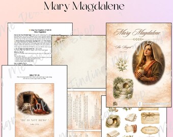 Mary Magdalene Bible Journaling Kit | Afdrukbare christelijke dagboekkit | Daughters of Faith-collectie | Tekstlabels | Tips