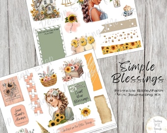Simple Blessings | Mini Bible Journaling Kit |Faith Journaling Stickers