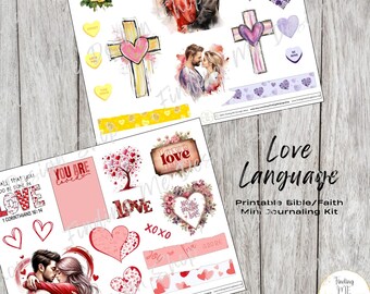 Love Language | Mini Bible Journaling Kit | Faith Journaling stickers | Scripture Reflection Printable