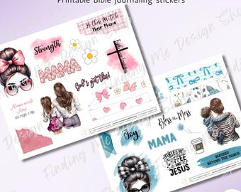 Faith Mom Life Printable Stickers | Bible Journaling | Prayer Journaling (Digital Download)