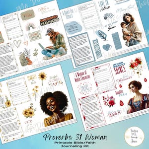 Proverbios 31: Mujer / Kit imprimible para diario bíblico (descarga digital)