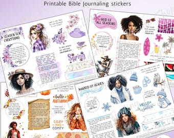 4 Jahreszeiten | Bibel Journaling Kit | Glaube Journal Aufkleber | Christliches Tagebuch