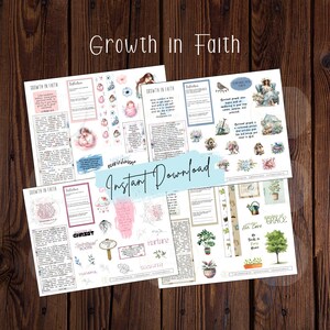 Wachstum im Glauben Bibel Journaling Kit, christliche Aufkleber, bedruckbare Aufkleber, Glaube Aufkleber, gemustertes Papier, Deko Aufkleber, Scrapbooking
