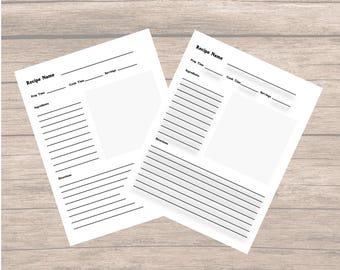Recipe Template, Downloadable Recipe Template, Editable Recipe Cards, Printable Recipe Binder, Minimalist Design, Digital Cookbook Template