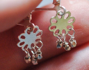 Tiny, minimalist boho sterling silver dangle earrings