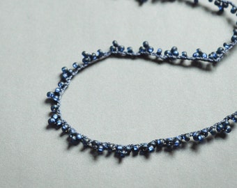 Navy blue lace beaded crocheted everyday necklace