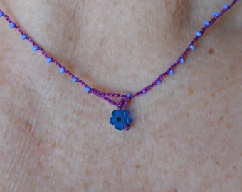 Itty bitty flower necklace, purples