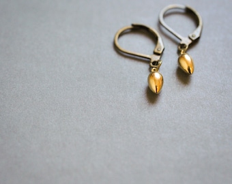 Tiny brass drop earrings