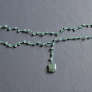 Sea Green adventurine crocheted lariat necklace