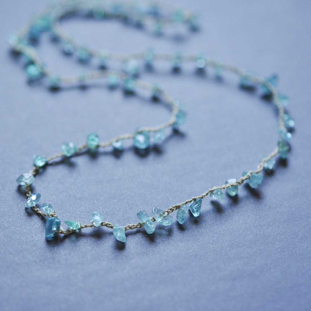 Apatite chip crocheted gemstone necklace Etsy