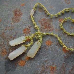 Celadon Cluster crocheted jade and peridot necklace
