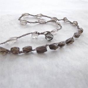 Smoky Quartz crocheted beaded gemstone necklace with ombre gradations