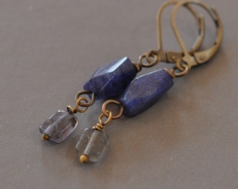 Blue adventurine and iolite indigo earrings