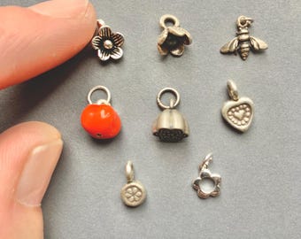 1 Tiny Sterling Silver Charm: pendants (10mm) to fit Itty Bitty necklaces