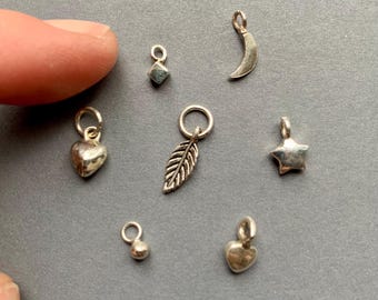 1 Tiny Sterling Silver Charm: pendants (10mm) to fit Itty Bitty necklaces