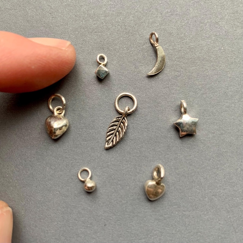 1 Tiny Sterling Silver Charm: pendants (10mm) to fit Itty Bitty necklaces