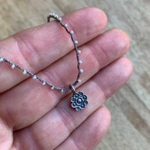 One tiny sterling silver pendant or charm to add to itty bitty necklace or bracelet Mandala flower