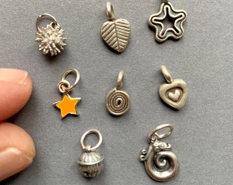 1 Tiny Sterling Silver Charm: pendants (10mm) to fit Itty Bitty necklaces