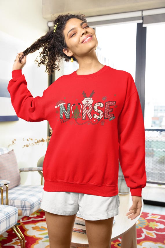 Christmas Nurse Sweatshirt, Holiday Registered Nurse Apparel, Xmas RN Pullover, Festive Nursing Gift, Winter Medical Worker Jumper,