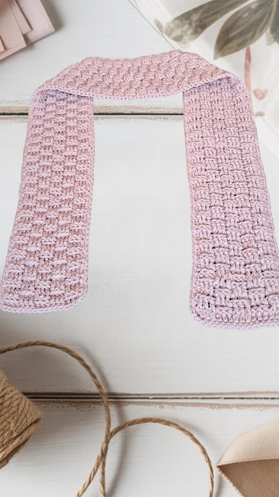 Dusty Rose Pink Crochet Scarf – Basket Weave Stitch – Handmade Soft Acrylic for Girls or Women – Valentine’s Gift