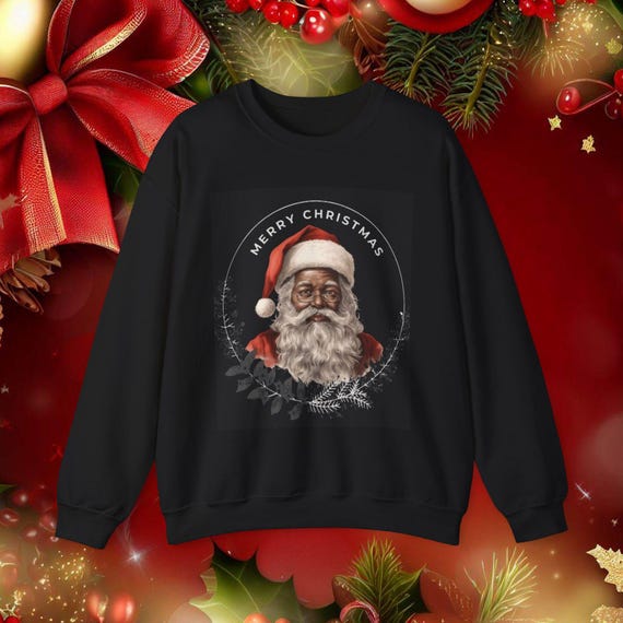 Blanta Clause, Classic Black Santa Clause, Urban Wreath Santa Crewneck, Minimalist Holiday Vibes, Crewneck Sweatshirt