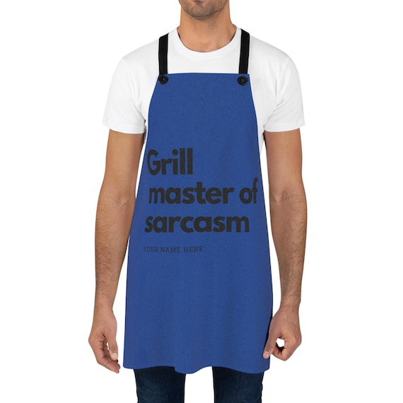 Apron - Funny Grill Master of Sarcasm Quote Personalized, Custom BBQ Cooking Gift, Kitchen Chef Apron with Name, Grilling Lover Present,
