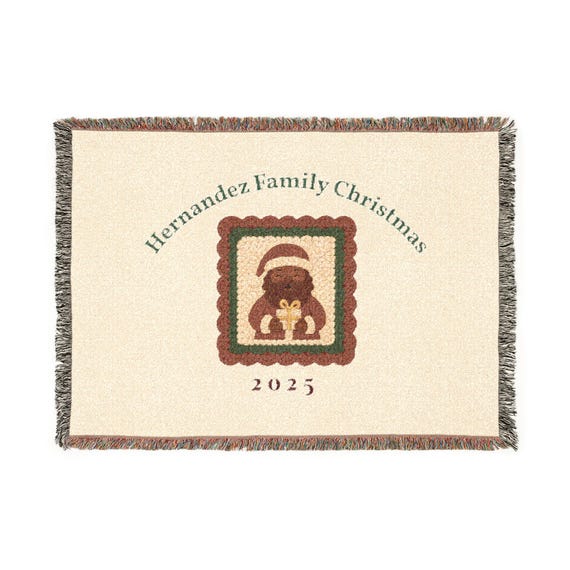 Retro Santa Patch Woven Blanket | 2025 Christmas Family Throw