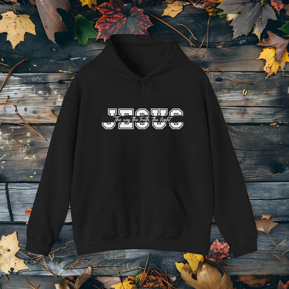 Jesus the way the truth and the light- Unisex Heavy Blend™ Hooded Sweatshirt College trend for believers in Jesus
