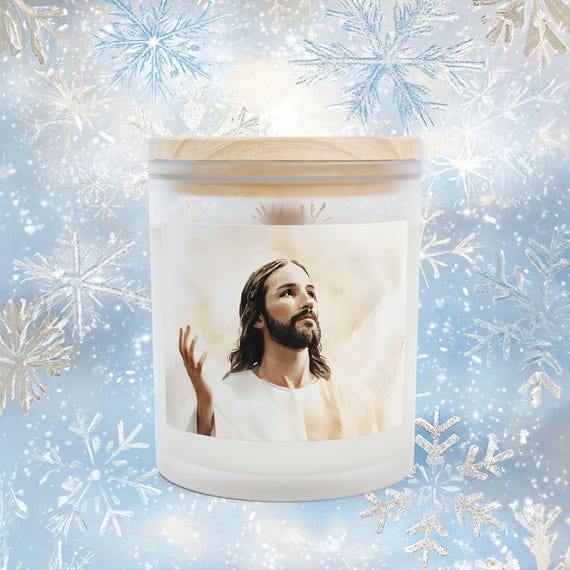 Jesus Illustration Frosted Glass Candle | 11oz