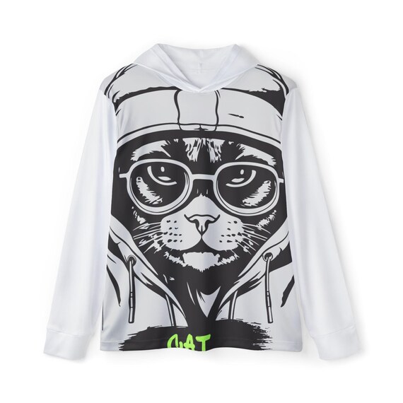 Hoodie, Hacker Cat IT Specialist Gift, Gamer Computer Nerd, Men's Sports Warmup, Funny Geek Clothing, Tech Enthusiast Apparel