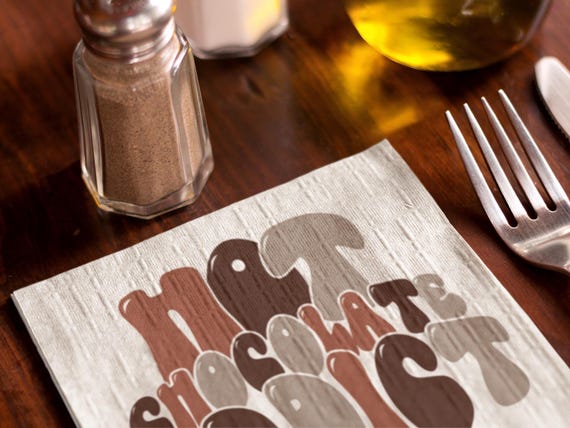 Napkins, Hot Chocolate Lover Coined Art for Serving Hot Cocoa, Kitchen Linens Decor, Table Napkin Set, Cozy Home Gift, Dining Accessory