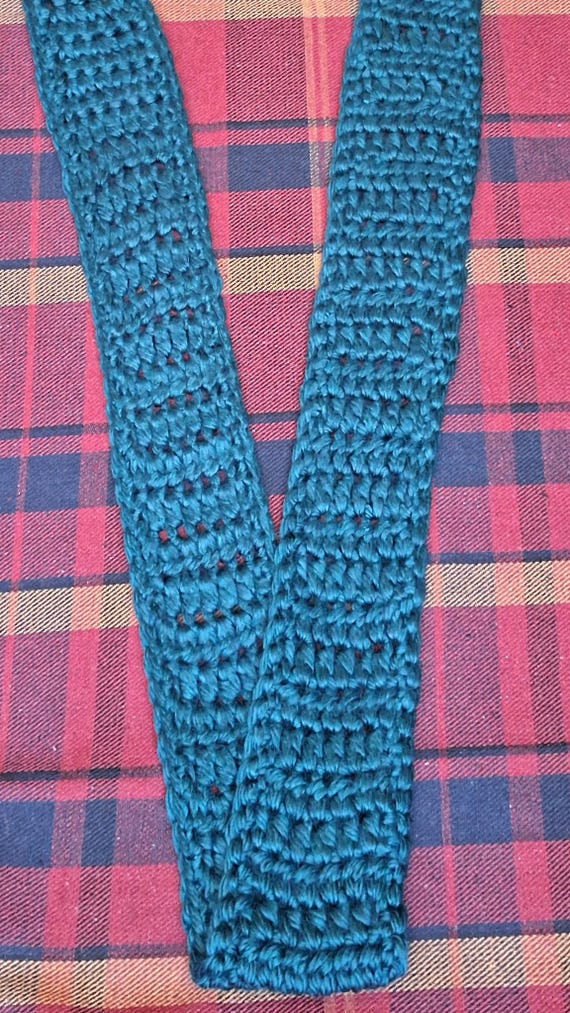 Skinny Sophie Scarf Thick Acrylic Yarn in Deep Teal Green