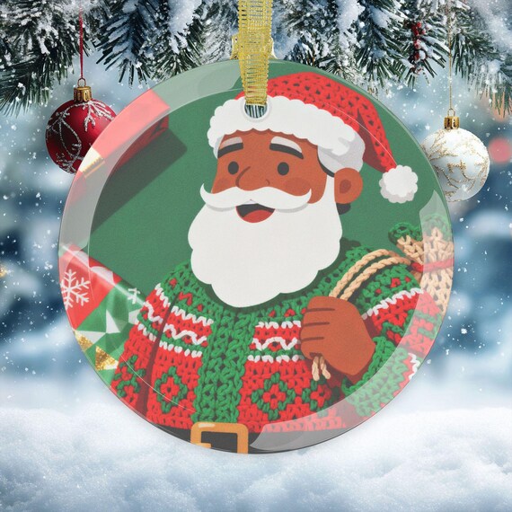Latino Santa Glass Ornament
