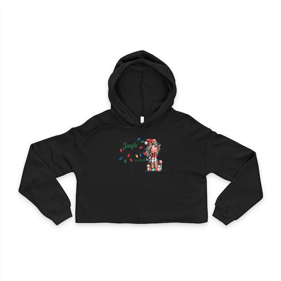 Jingle All The Way Elf Girl Cropped Hoodie