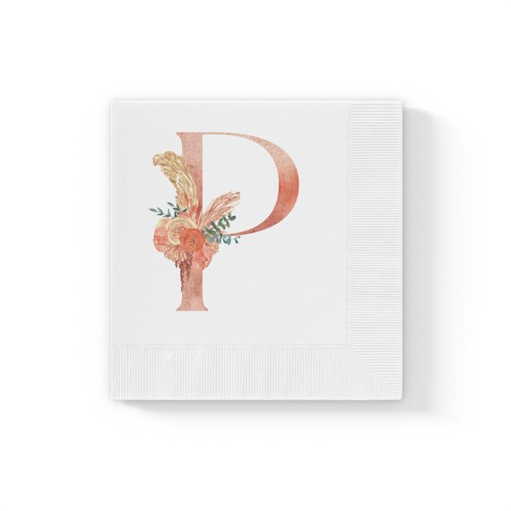 Monogram Floral Pink/White Coined Napkins