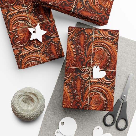 Gift Wrap Papers, Christmas Wrapping Sheets, Western Leather Design, Gift Packaging Supplies, Holiday Gift Wrap