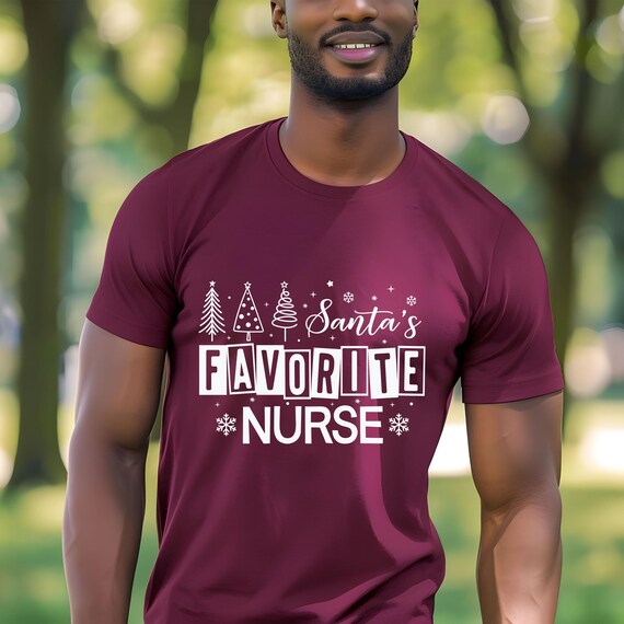 Santa's Favorite Nurse Unisex Tee, Christmas Gift Male Female Medical Nurse T-Shirt Holiday Apparel